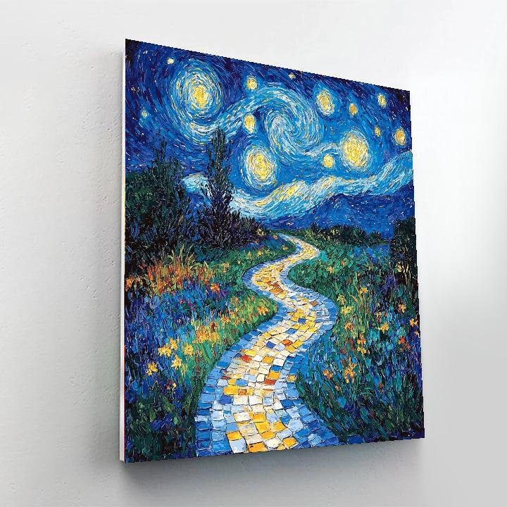 Vincent Van Gogh Inspired Starry Night Garden Path  Numbered Painting Kits
