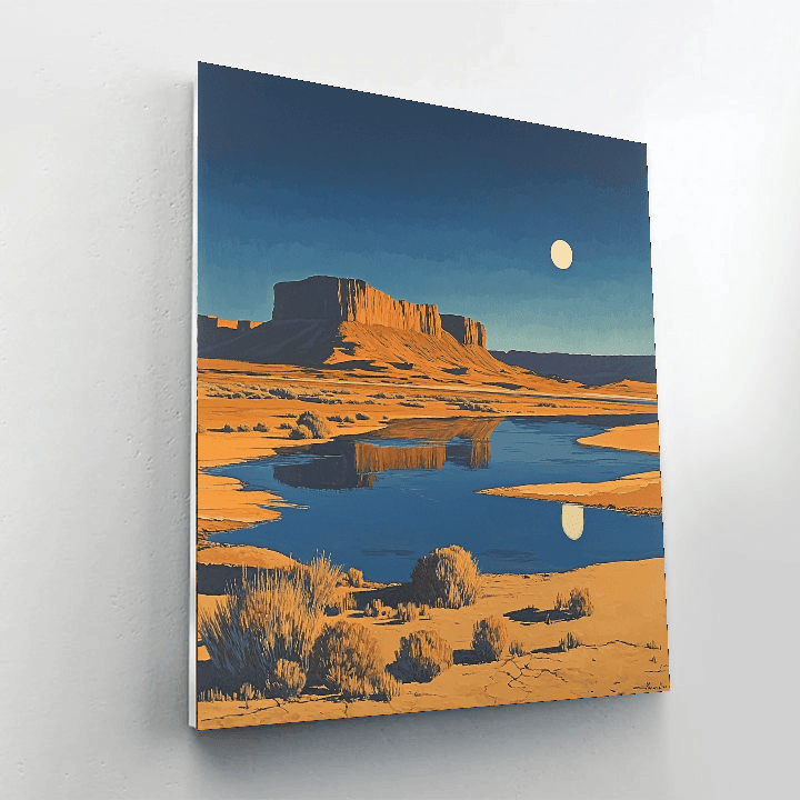Edward Hopper Inspired Lunar Desert Serenity  Paint By Number