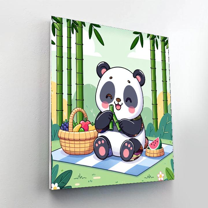 Cheerful Panda Picnic Number Painting
