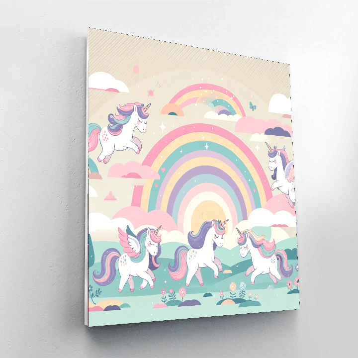 Rainbow Unicorn Valley Paint By Numbers Art