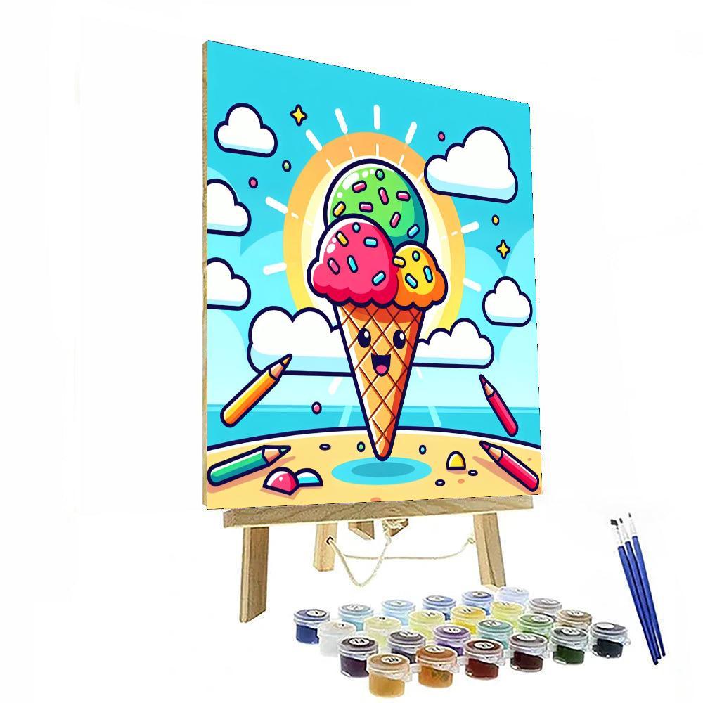 Bubbly Ice Cream Cone Painting Number Kit