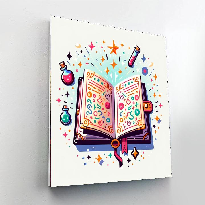 Whimsical Wizard's Spellbook Number Painting