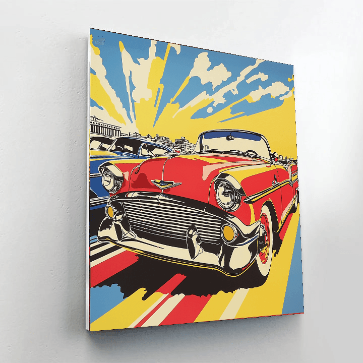 Roy Lichtenstein Inspired Vintage Cars On Parade  Paint By Numbers Kits