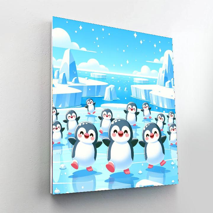 Peppy Penguins' Ice Dance Painting Number Kit