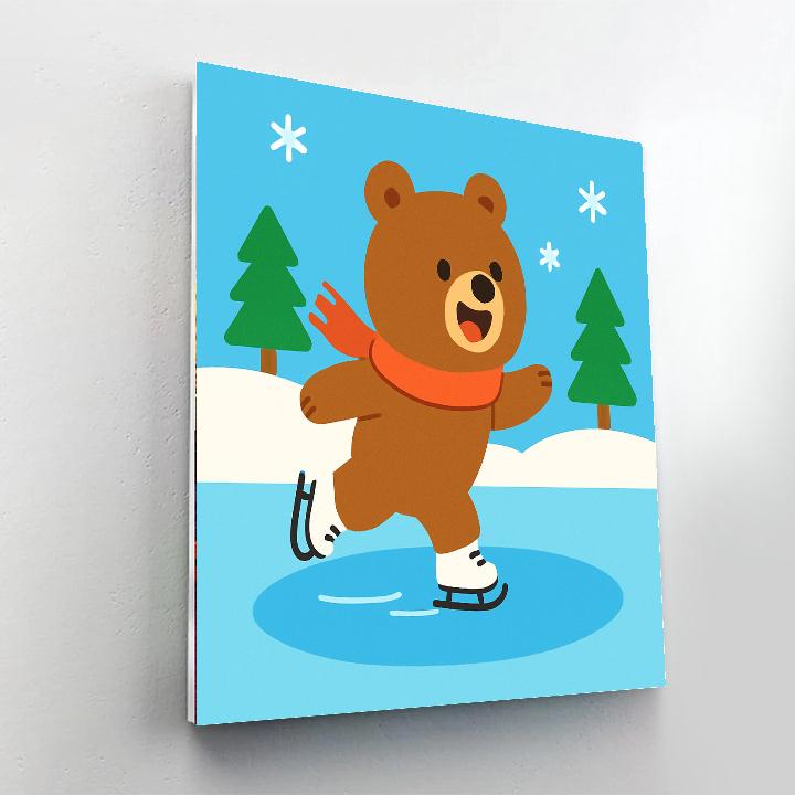 Ice Skating Bear DIY Paint By Numbers
