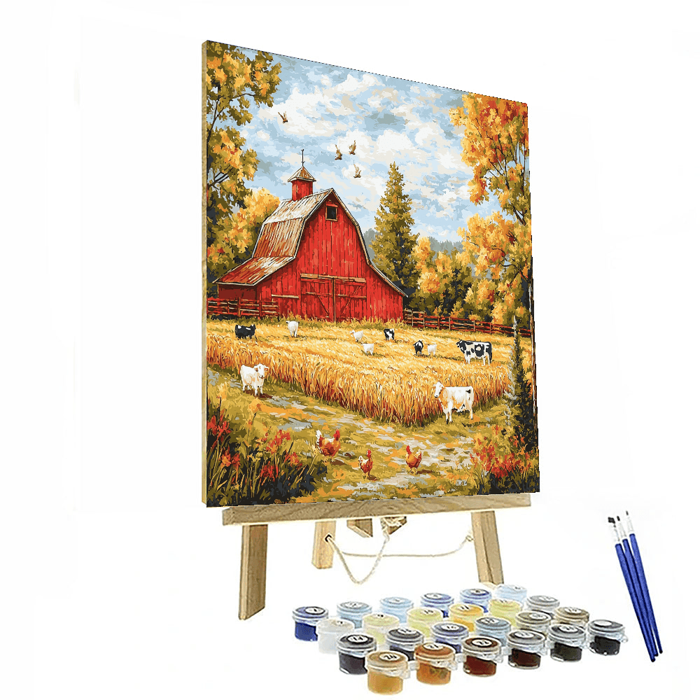 Wood Inspired Charming Farmyard - DIY Painting By Numbers Kit