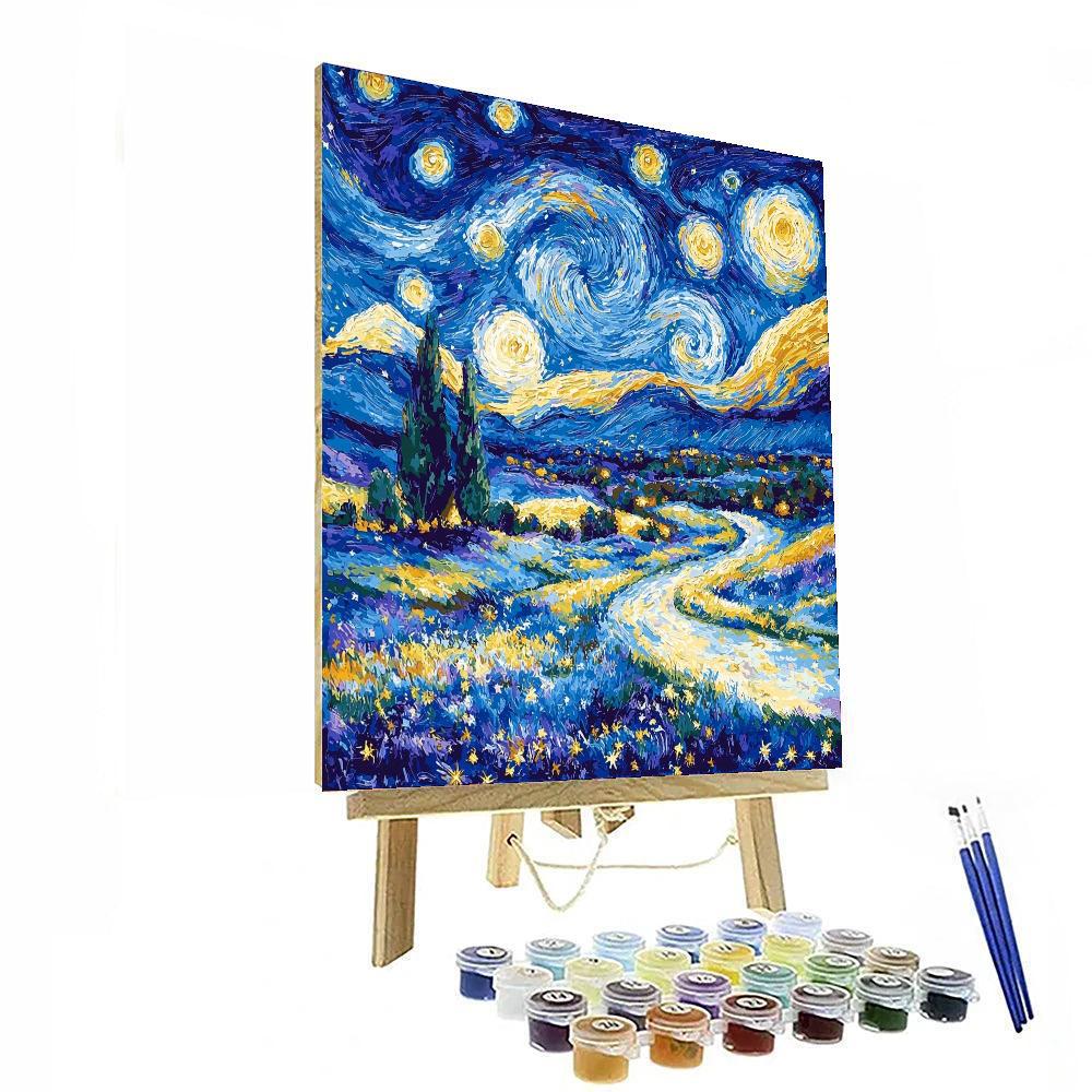 Vincent Van Gogh Inspired Nighttime Reverie  Number Painting