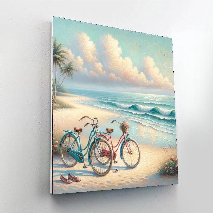 Vintage Bicycles By The Sea Numbered Painting Kits
