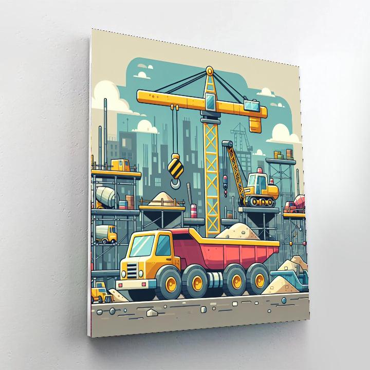 Construction Site Fun Painting Number Kit