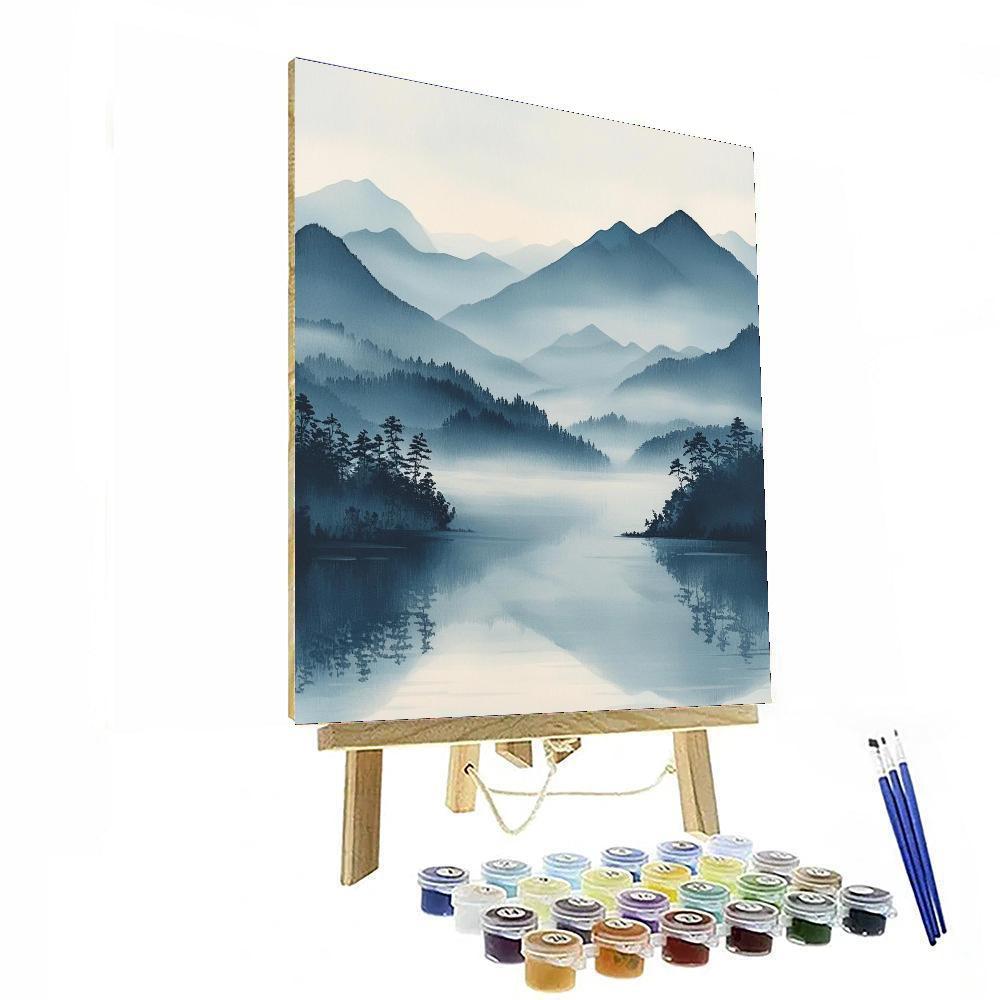 Hiroshige Inspired Dreamy Misty Mountains  Painting By Numbers Kit