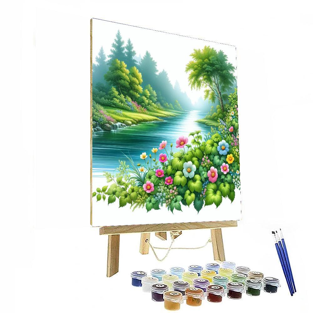 Glistening Riverbank Serenity Paint By Number