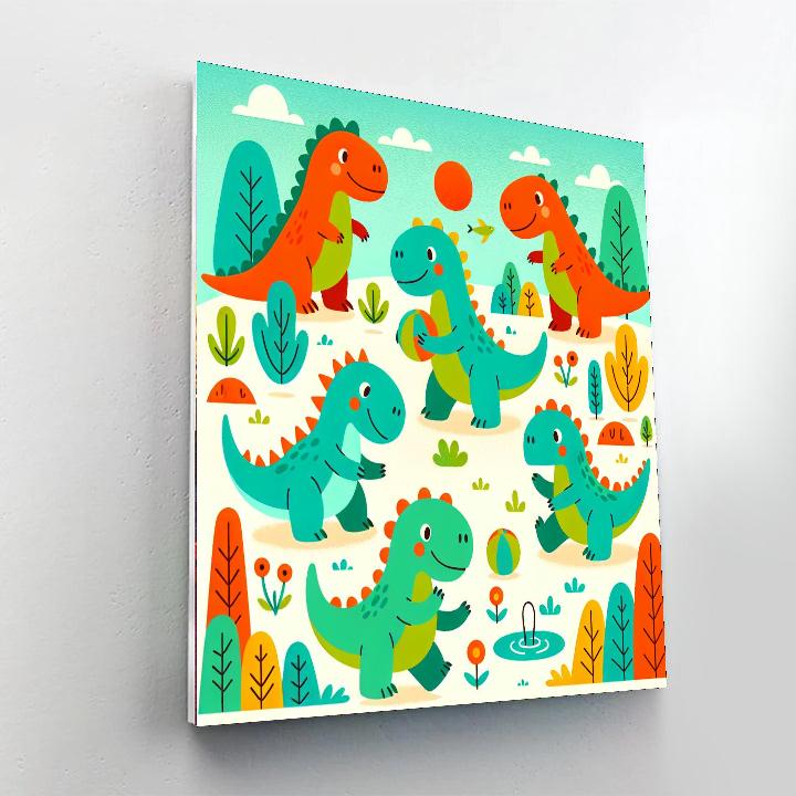 Incredible Dinosaur World Number Painting