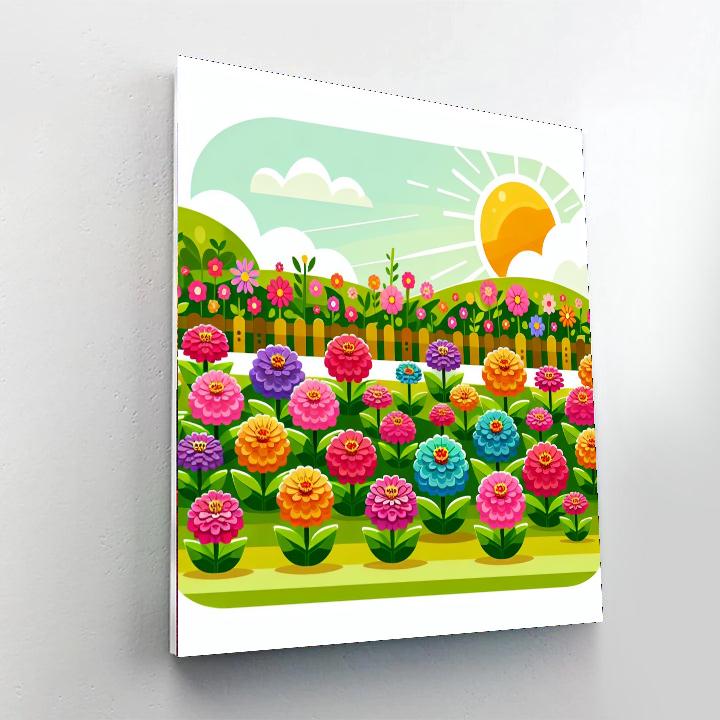 Zesty Zinnia Garden Number Painting
