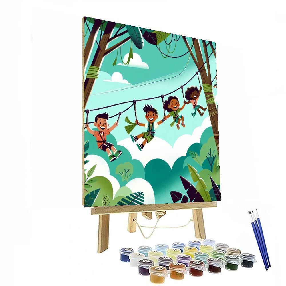 Jungle Canopy Zipline Painting Number Kit