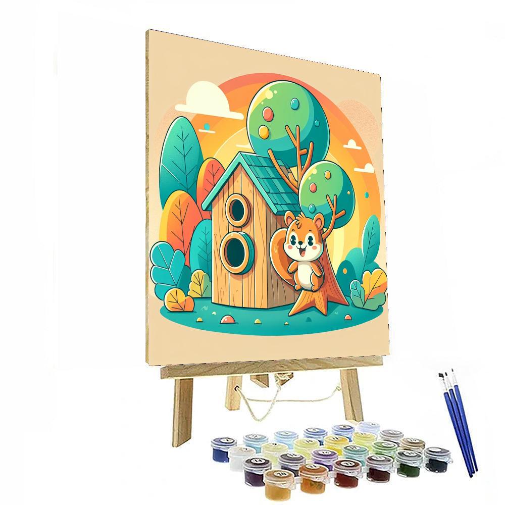Friendly Squirrel's Treehouse Paint By Color