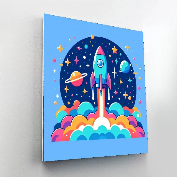 Cosmic Rocket Launch Painting Number Kit