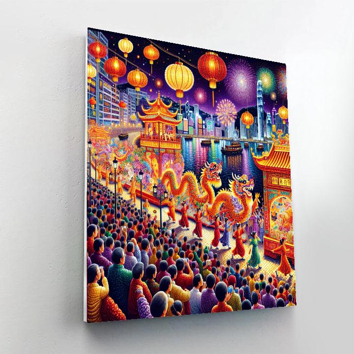Chinese New Year Parade - Hong Kong, China Painting By Numbers Kit