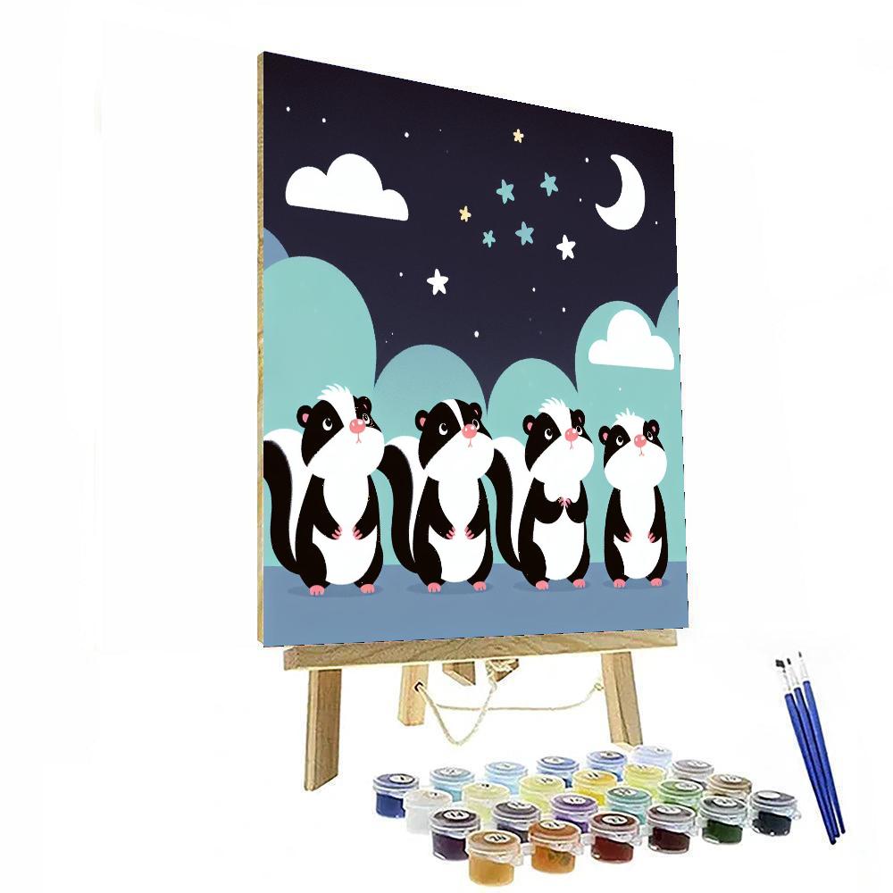 Star Gazing Skunks Paint By Numbers