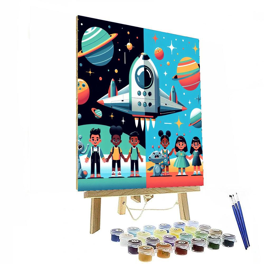 Alien Space Adventure Number Painting
