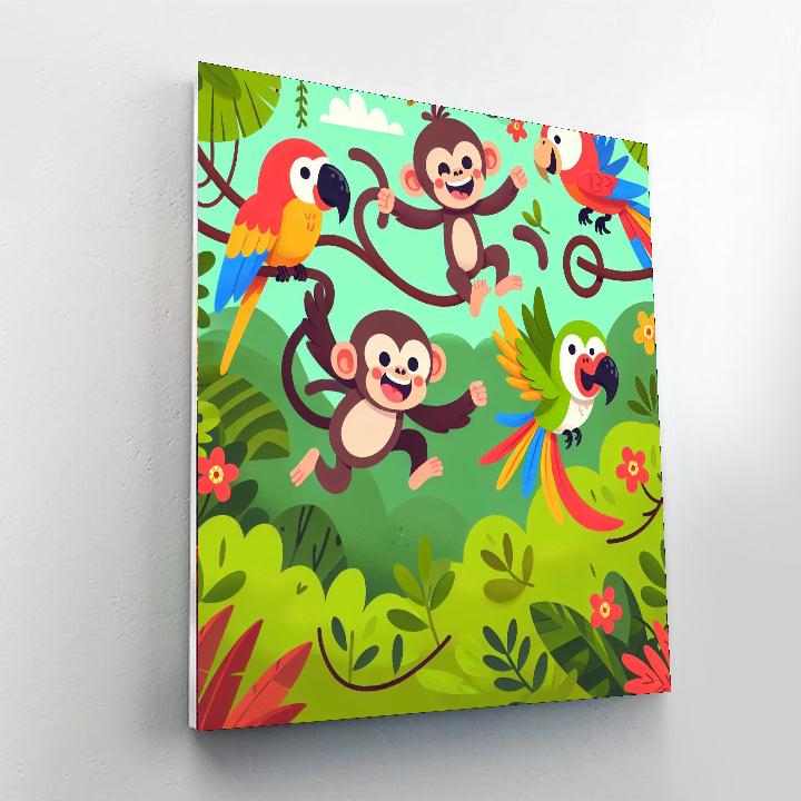 Jungle Jump-around Number Painting