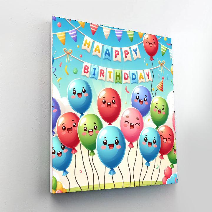 Bouncing Birthday Balloons DIY Paint By Numbers