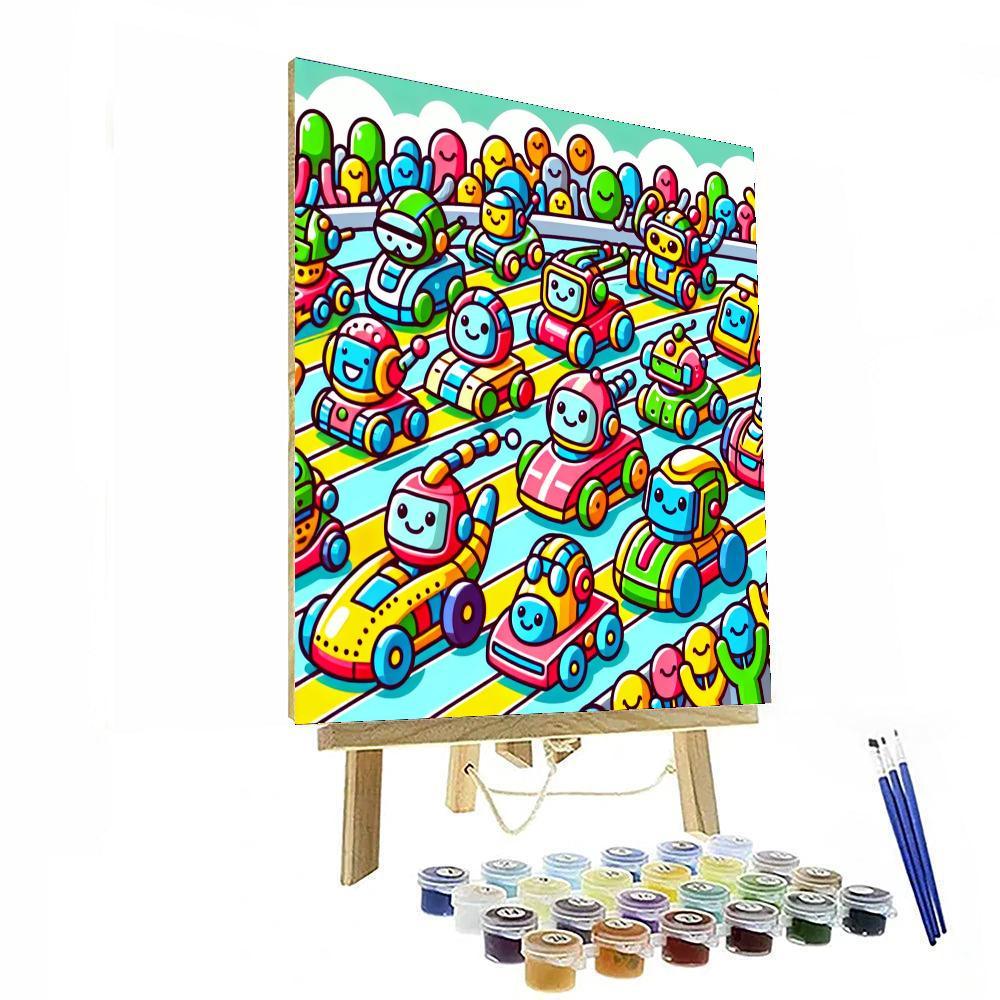 Silly Robot Race Paint By Number