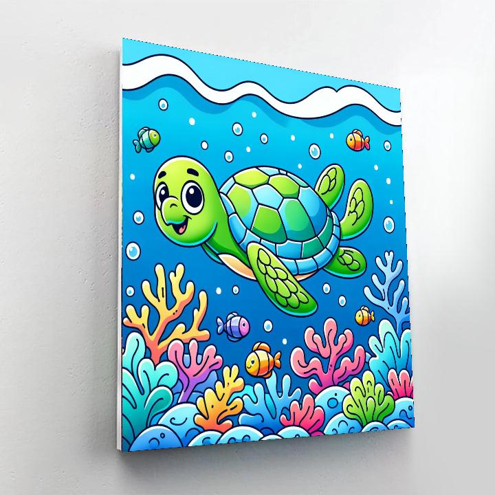 Cute Sea Turtle Number Painting