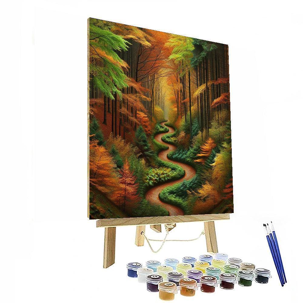 Dramatic Forest Pathway Number Painting