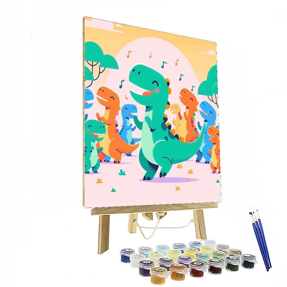 Friendly Dinosaur Dance Party DIY Paint By Numbers