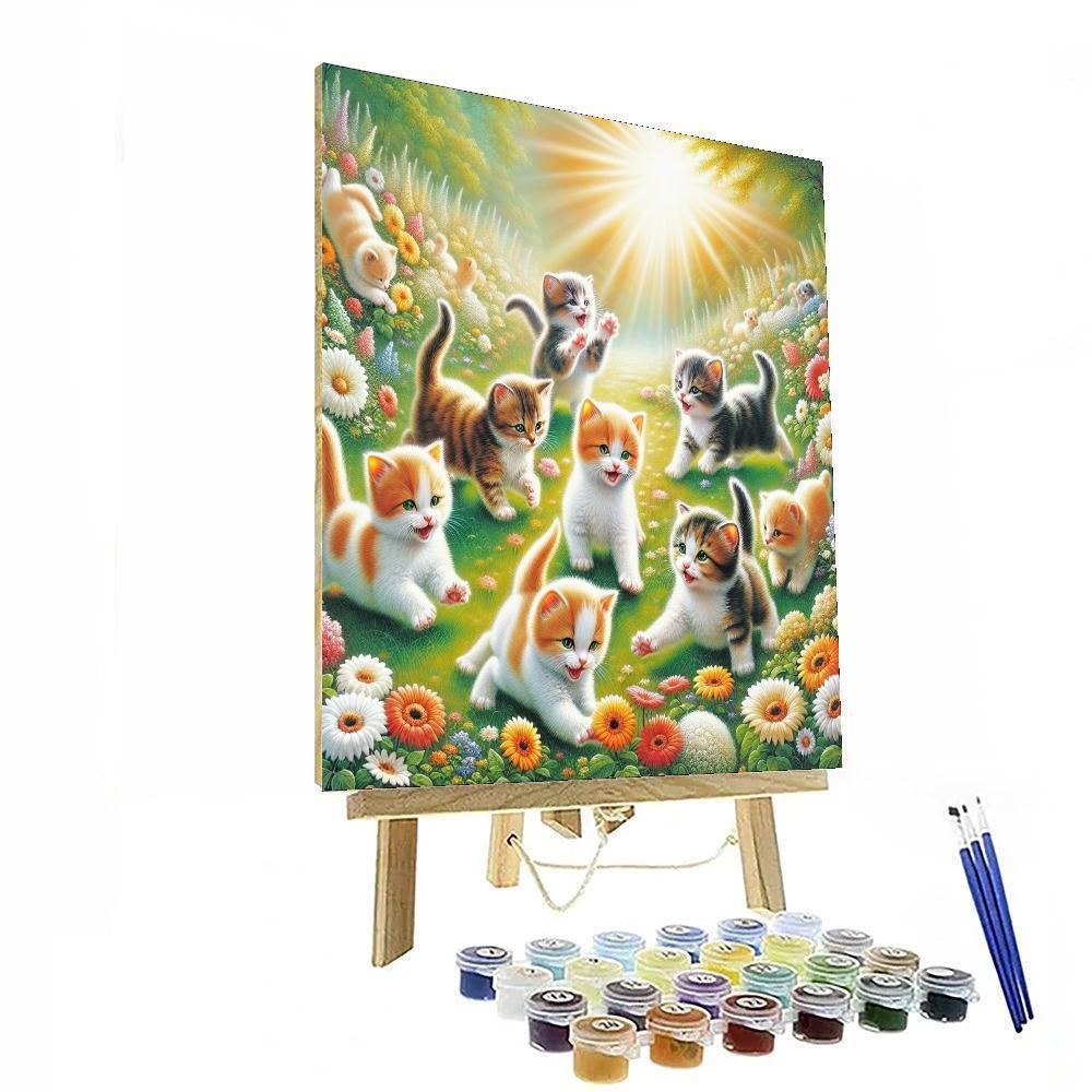Playful Kittens In A Meadow Painting By Numbers Kit