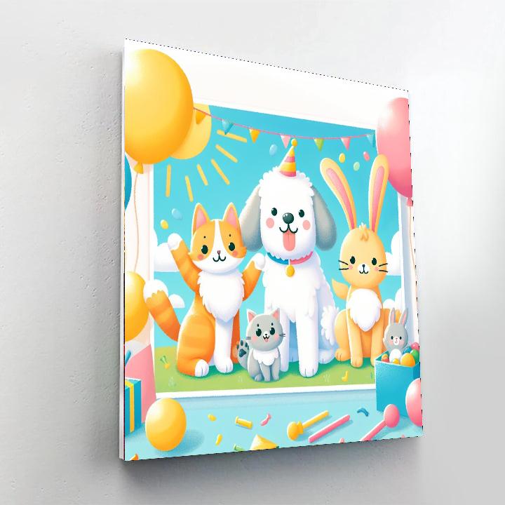 Friendly Pet Party Paint By Numbers Art