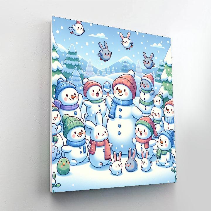Silly Snow Friends Paint By Numbers Art