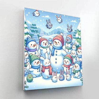Silly Snow Friends Paint By Numbers Art