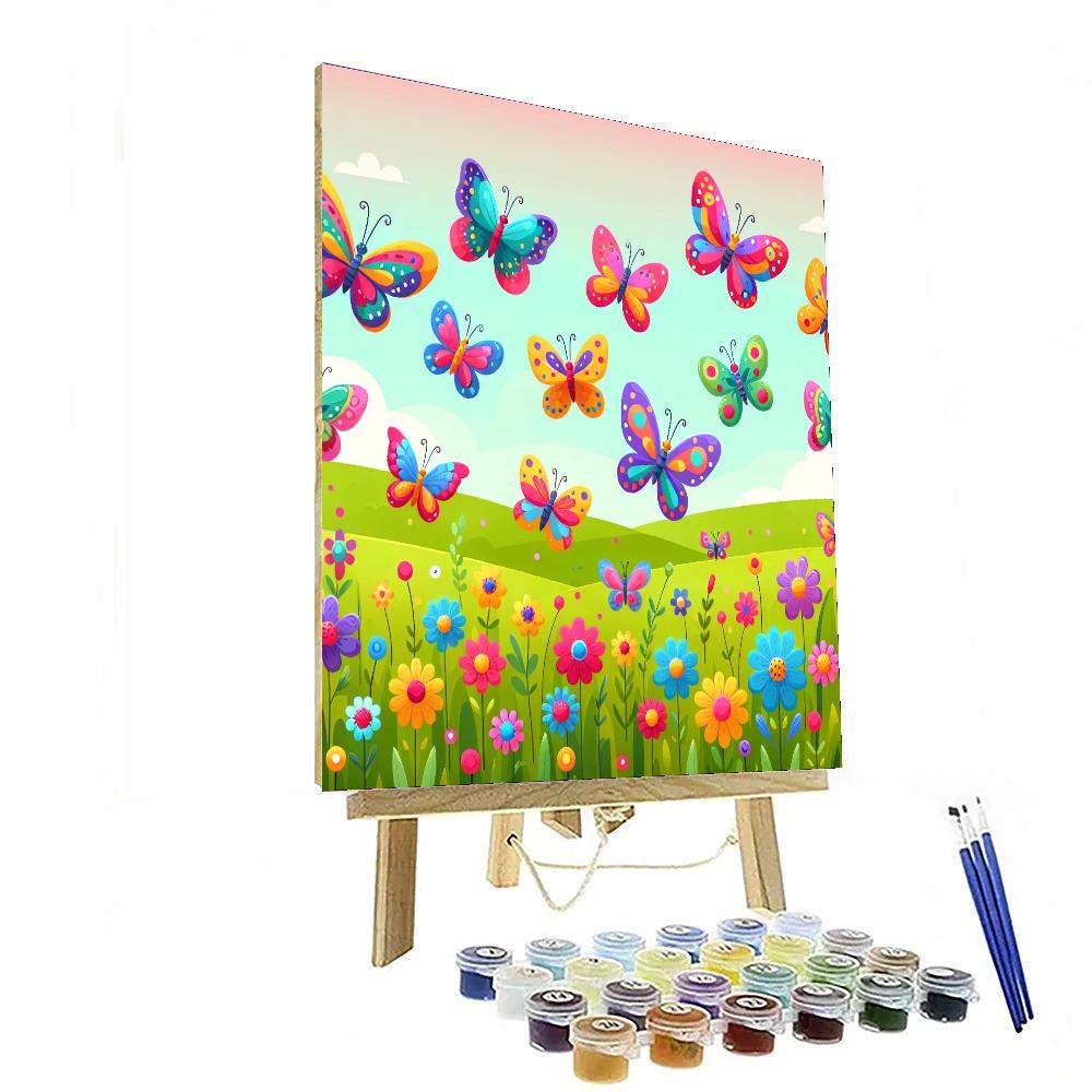 Peaceful Meadow With Butterflies Painting By Numbers Kit