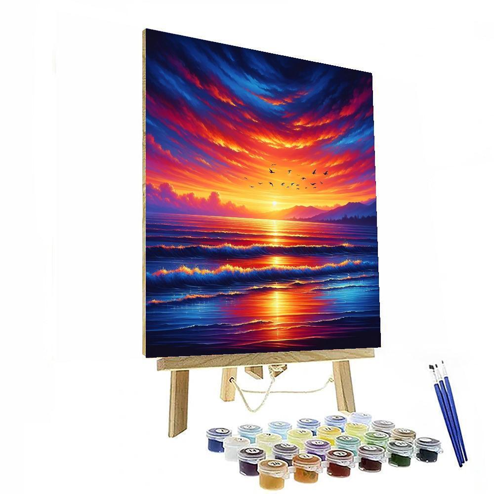 Radiant Sunset Over The Sea Paint By Numbers Art