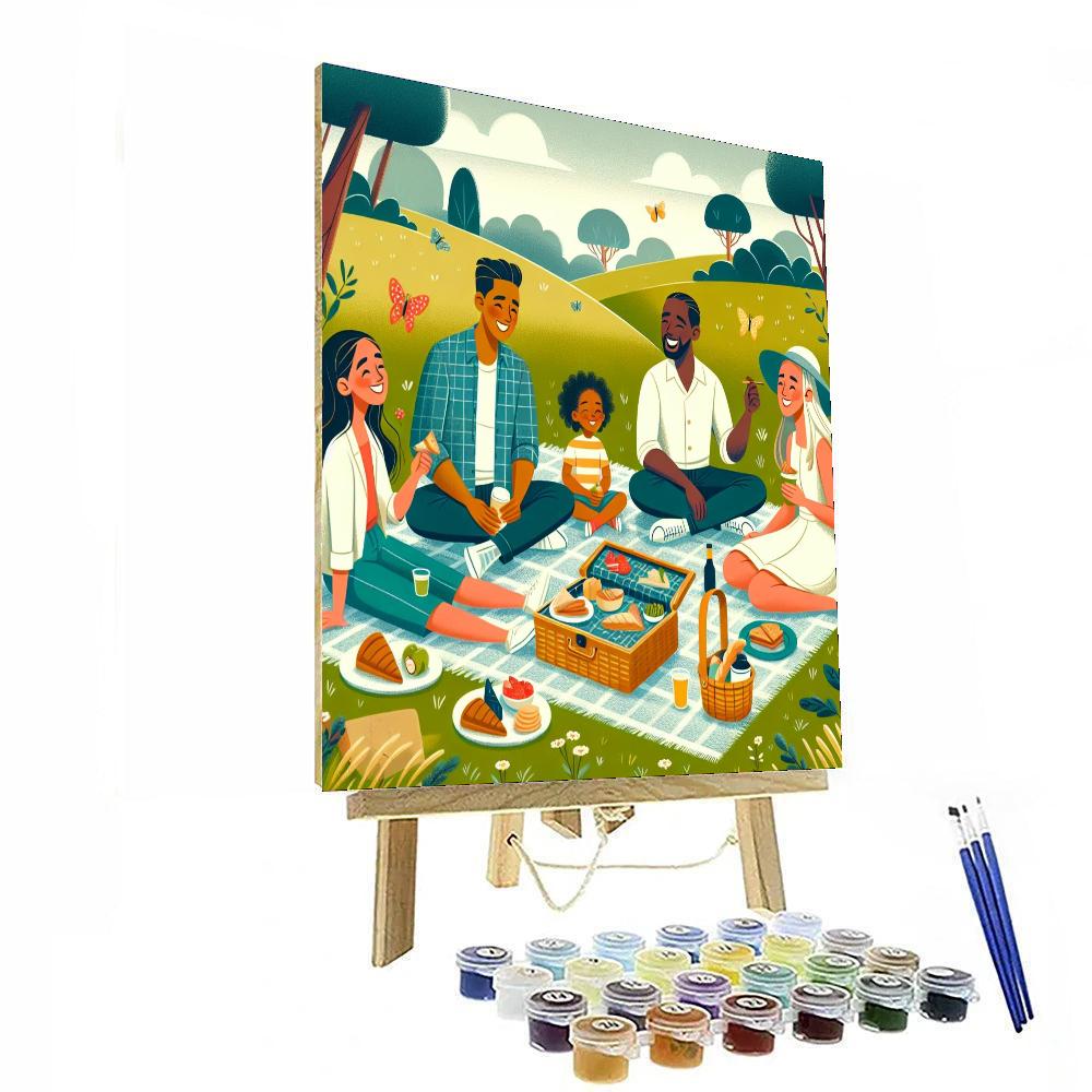 Peaceful Meadow Picnic Painting Number Kit