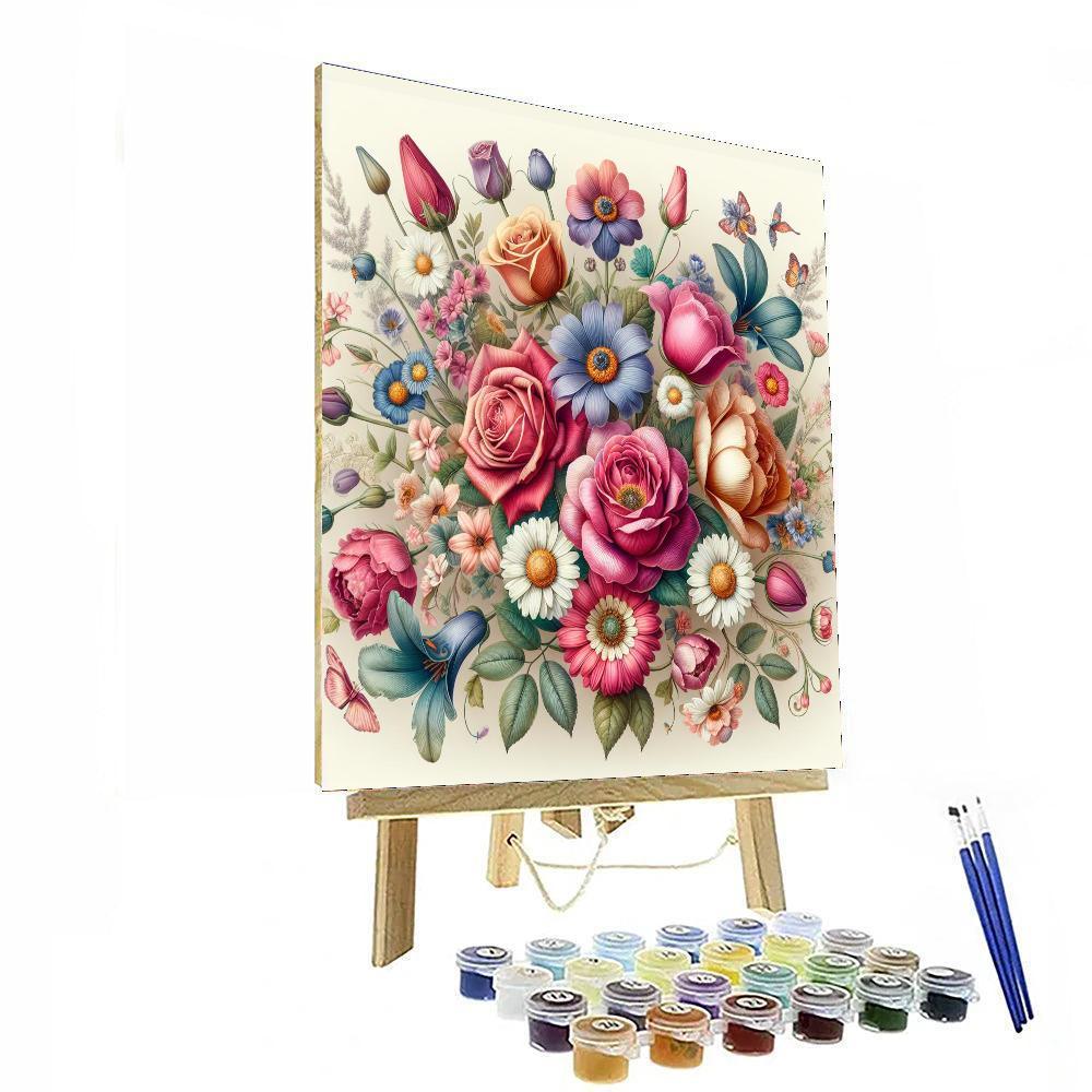 Vibrant Floral Burst Number Painting