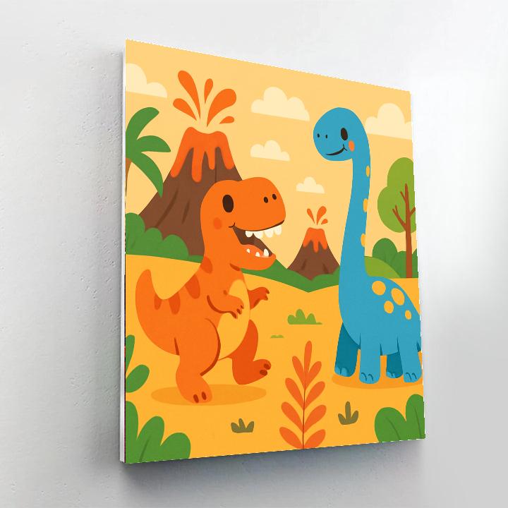 Funny Dinosaur Friends DIY Paint By Numbers