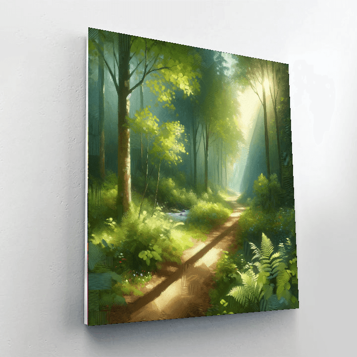 Sunlit Forest Path Paint By Color