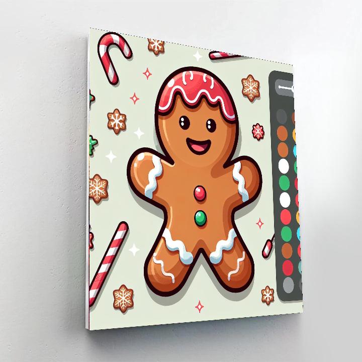 Cheerful Gingerbread Man Numbered Painting Kits