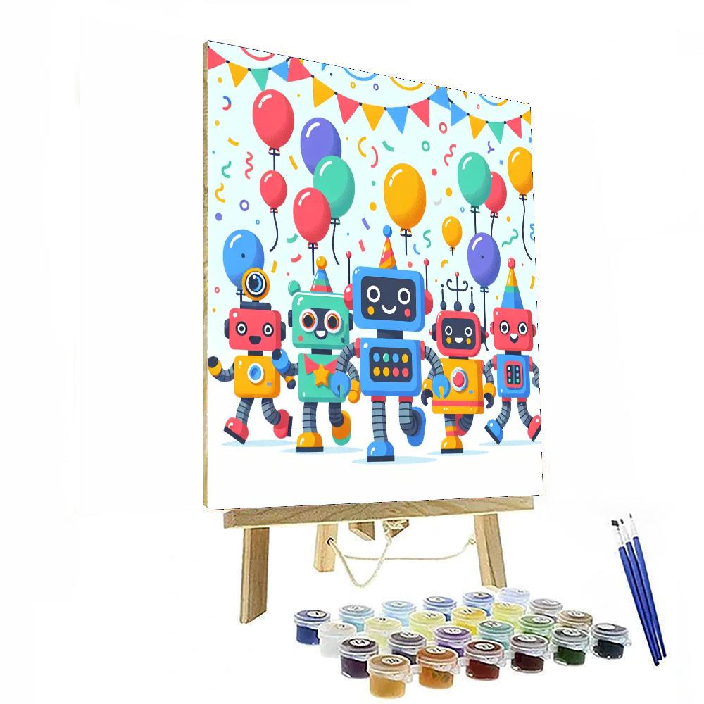 Happy Robot Parade Paint By Number