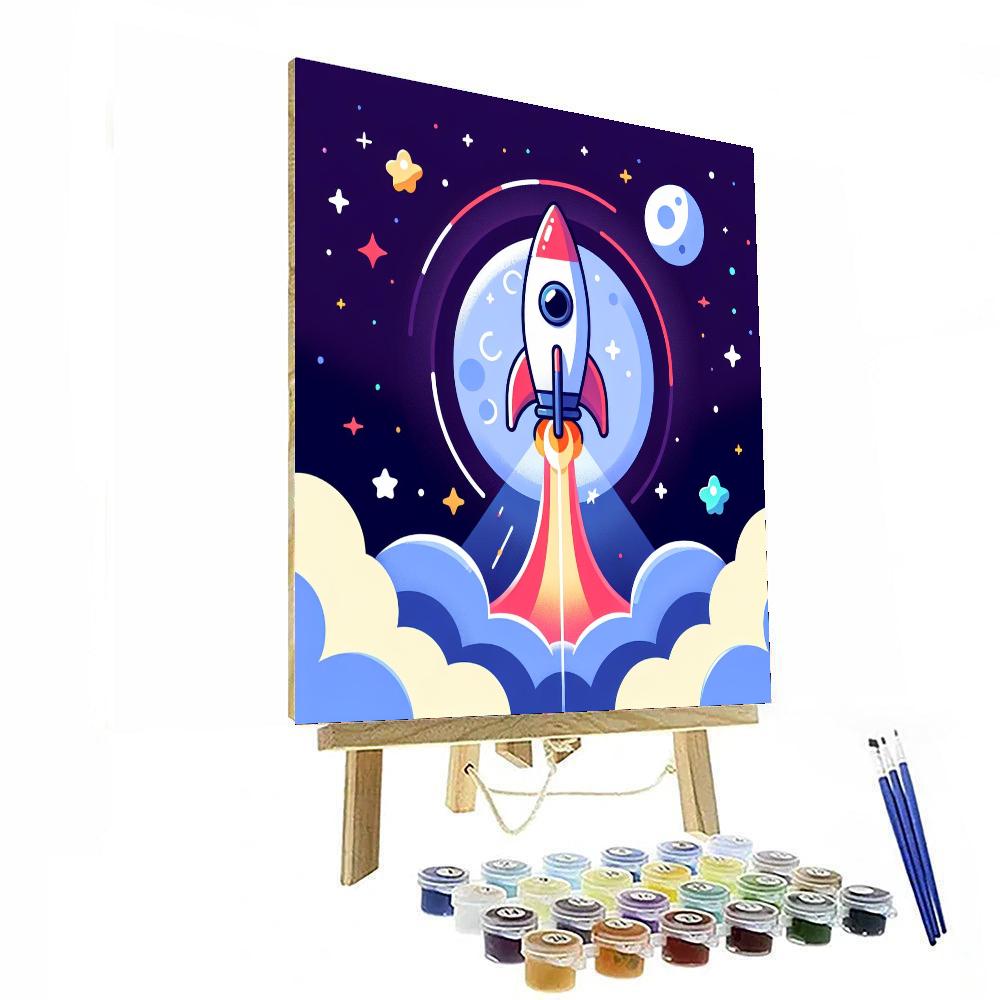 Rocketing To The Moon Number Painting