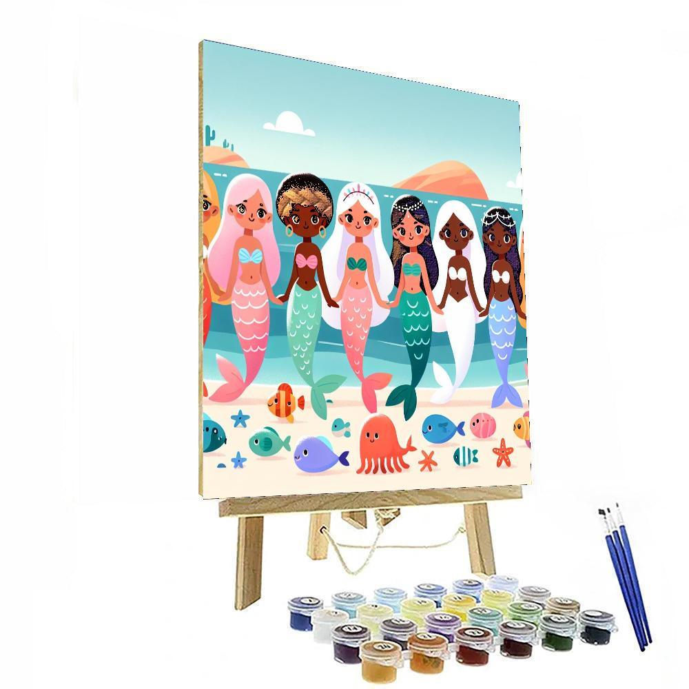 Seaside Mermaid Parade Paint By Numbers Art