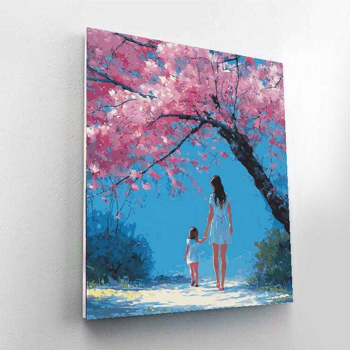 Motherly Care Under The Cherry Blossoms DIY Paint By Numbers