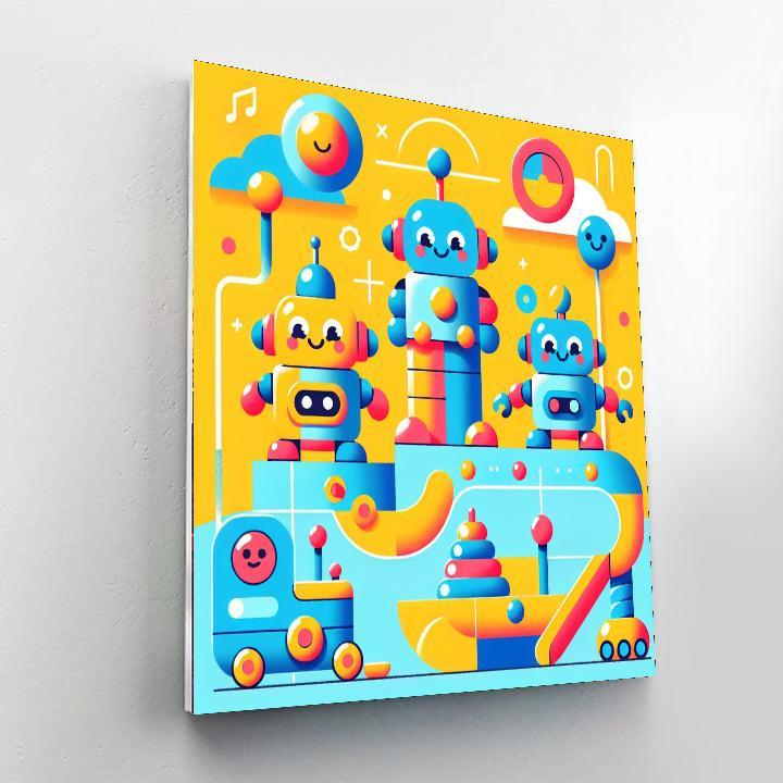 Cheerful Robot Companions Painting Number Kit