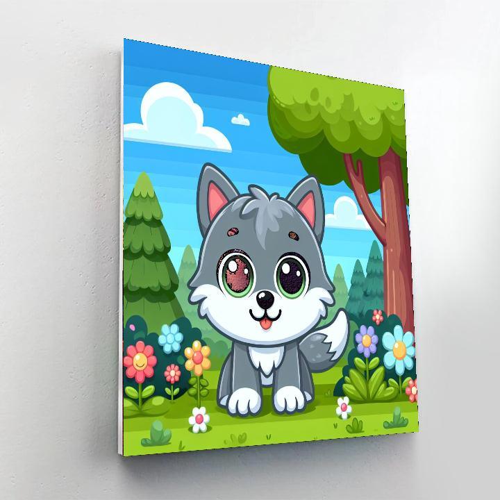 Whimsical Wolf Pup Paint By Numbers