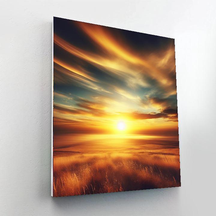 Golden Sunrise Over Plains DIY Paint By Numbers