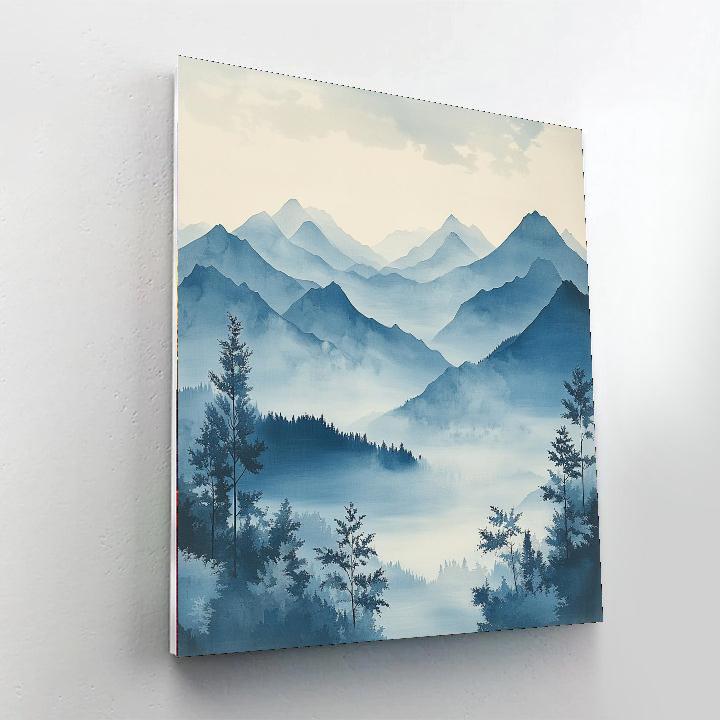 Utagawa Hiroshige Inspired Ethereal Mist Over Mountain Peaks  Painting By Numbers Kit