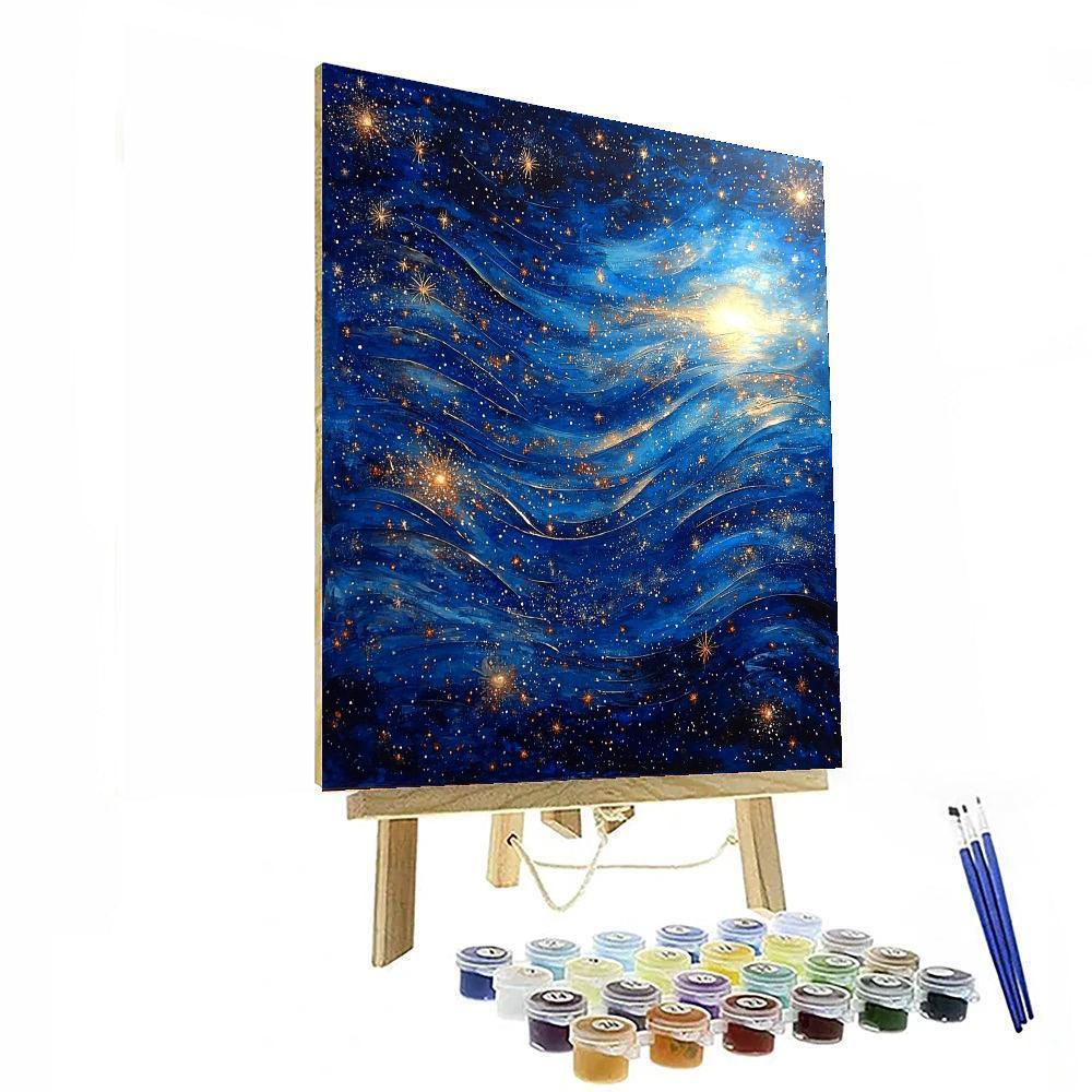 Leonardo Da Vinci Inspired Celestial Serenade: Stars And Swirls  Numbered Painting Kits