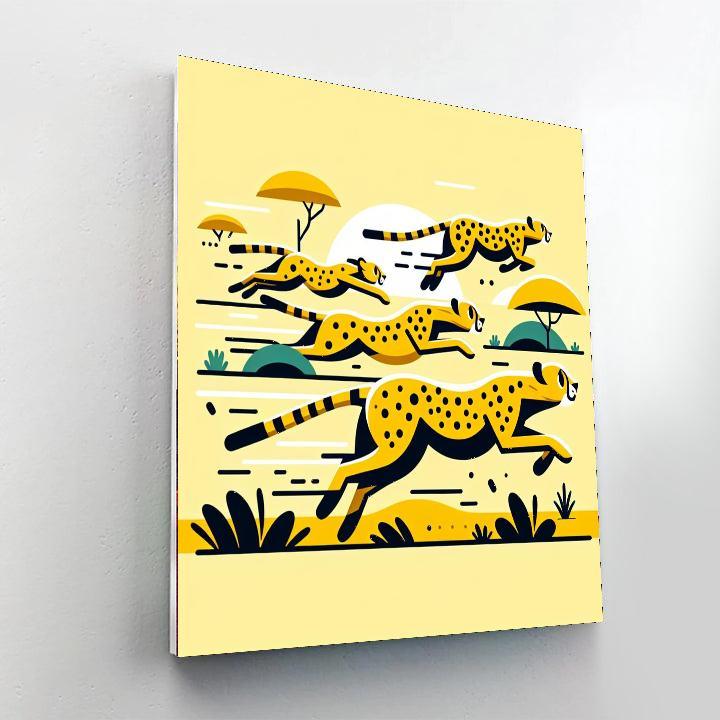 Cheerful Cheetah Chase Paint By Numbers Kits